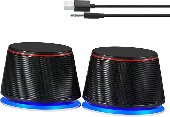 SW102 Computer Speakers, 5Wx2, Deep Bass in Small Body, Stereo 2.0 USB Powered 3.5mm Aux Multimedia Speakers, Built-in Bottom Bass Radiators, PC Laptop Desktop Speakers, Black