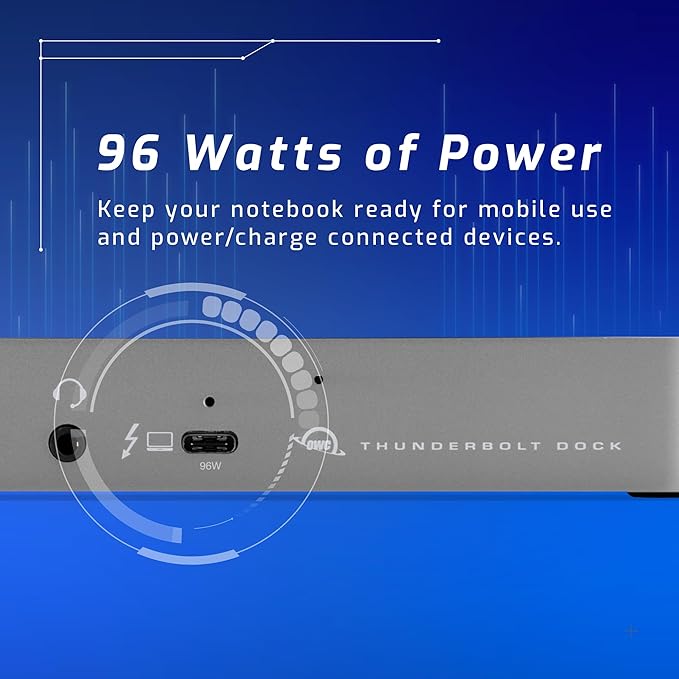 OWC 11-Port Thunderbolt Dock, 96W Charging, Single 8K Display or Dual 5K displays, 3 x Thunderbolt, 4 x USB, GbE, SD, Compatbile M1/M2 Macs, Thunderbolt 3 Macs, Thunderbolt 4 PCs, and USB-C Devices