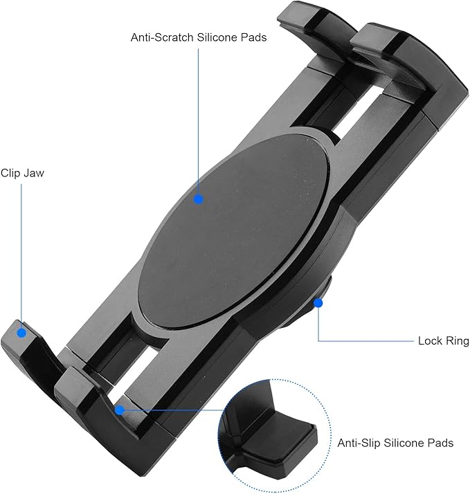 Clip Clamp Tablet Holder for Desk/Table/Glass Door/Desktop Baffle/Easel,Compatible with 7~12.9 inch iPad/Nexus/LG G Pads/Fire HD,360°Adjustment Aluminium Alloy Arm Metal Mount