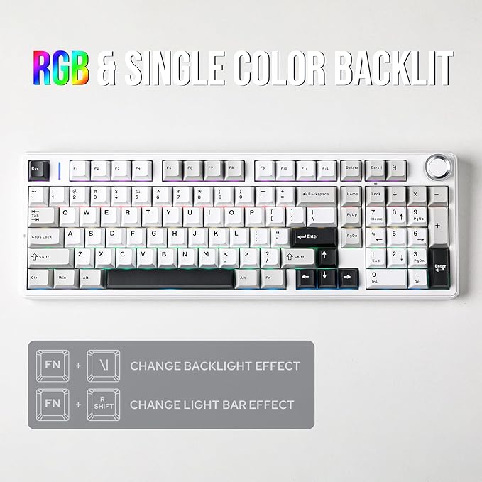 EPOMAKER X Aula F99 PRO Wireless Gaming Keyboard with 8000mAh Battery, Hot Swappable Creamy Keyboard, 2.4GHz/Type-C/BT5.0, NKRO, RGB Backlit for Win/Mac/Gaming (Black&Grey&White)