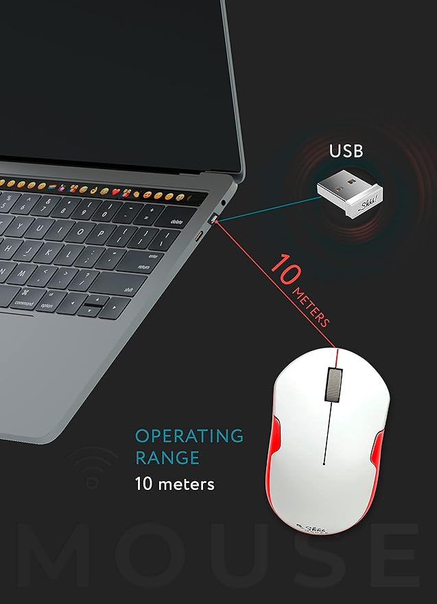 – Wireless Silent Optical Mouse with USB Receiver and Batteries – Cordless, Portable, Quiet Click Mouse for PC, Laptop, Chromebook, Computer