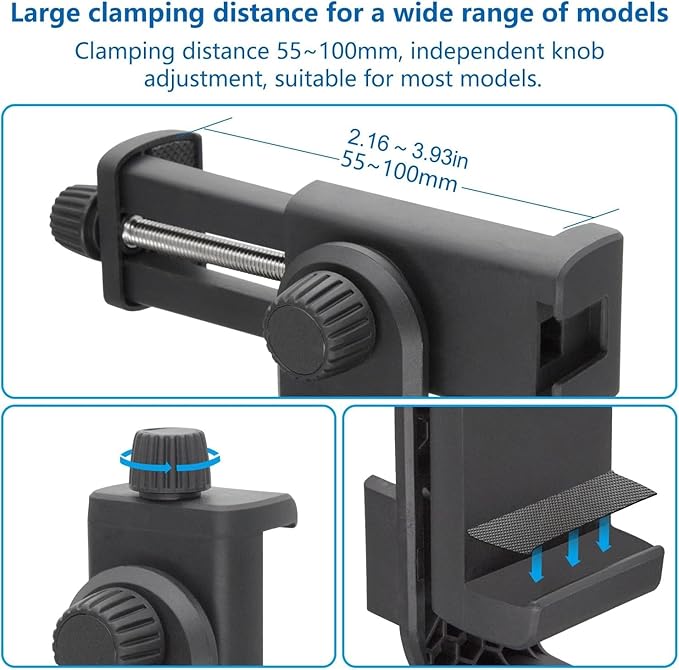Suptig Phone Holder for Tripod, Action Camera Tripod Mount Adapter Compatible for iPhone, Gopro, DJI Action, Insta 360, Akaso, Mic, LED Light Photography Accessories