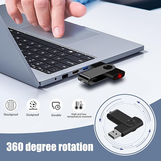 EASTBULL USB Flash Drive Bulk 2GB 200 Pack with Lanyards USB 2.0 Thumb Drive Bulk Memory Stick Swivel Pen Drive for Storage and Backup 2GB 200 Pack, Black