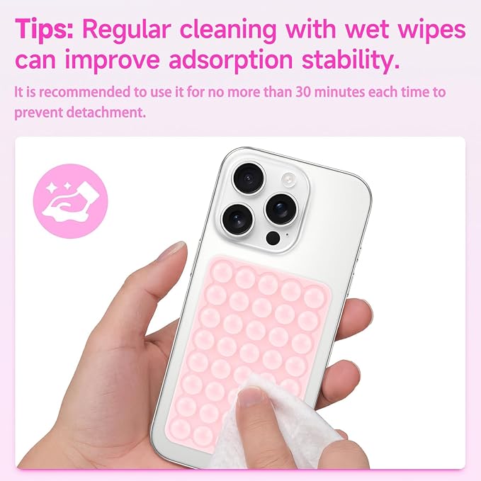 Silicone Suction Phone Case Mount, Non Slip Suction Cup Phone Mount, Phone Accessories Holder for Selfies and Videos, Silicon Adhesive Phone Stand Sticky for Cell Phone Black