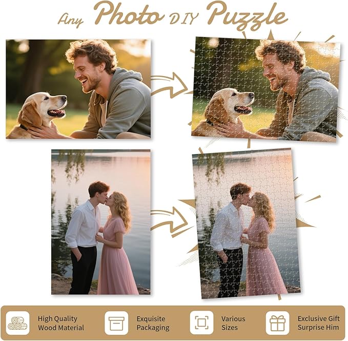 Custom Photo Puzzle – Personalized 500‑Piece Jigsaw Puzzle from Your Photos – Unique Custom Gift for Adults, Families, Weddings, Couples, Anniversaries, and Cartoons(500-vertical)