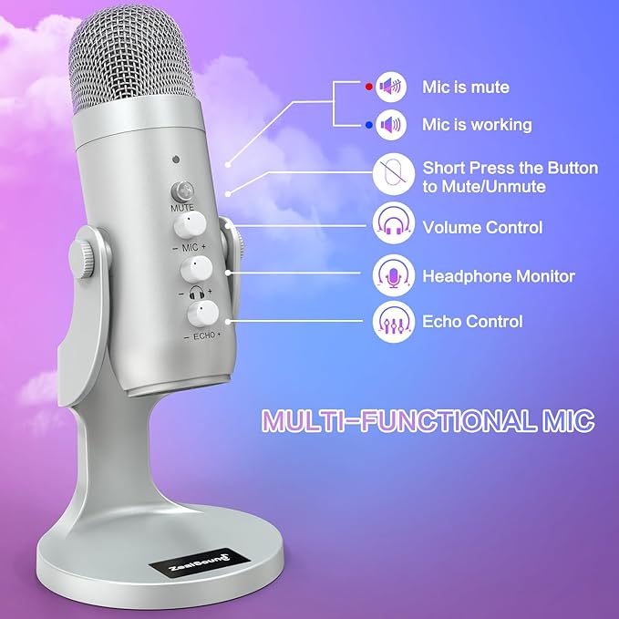 ZealSound USB Microphone, Condenser Computer PC Mic, Plug&Play Gaming - Image 6