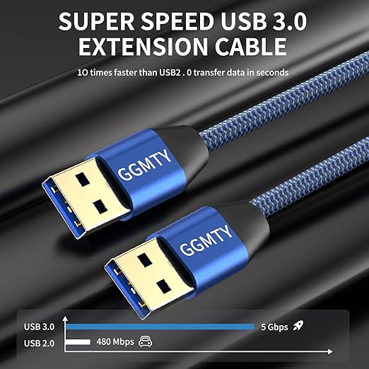 USB to USB Cable 15FT,Durable Braidedfor USB 3.0 Male to Male Type A to Type A Cable Data Transfer Compatible with Hard Drive, Laptop, DVD Player, TV, USB 3.0 Hub, Monitor, Camera, Set Up Box and More