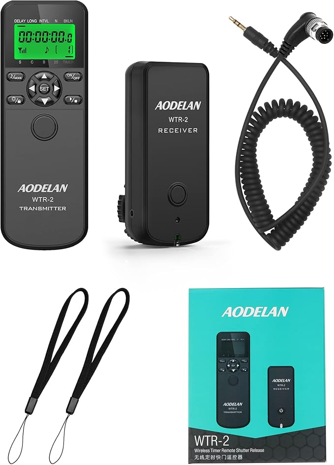 AODELAN Wireless Remote Control for Nikon Cameras, Timer Remote Shutter Release Cable for Z9 D5 D6 D800 D810 D850 ; Replaces Nikon MC-30