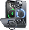 MAGIC JOHN 360° Rotatable Magnetic Invisible Stand for iPhone 14 Pro Max Case [Anti-Slip Grip] [Compatible with MagSafe] 16FT Shockproof for iPhone 14 Pro Max Case with Kickstand, Black