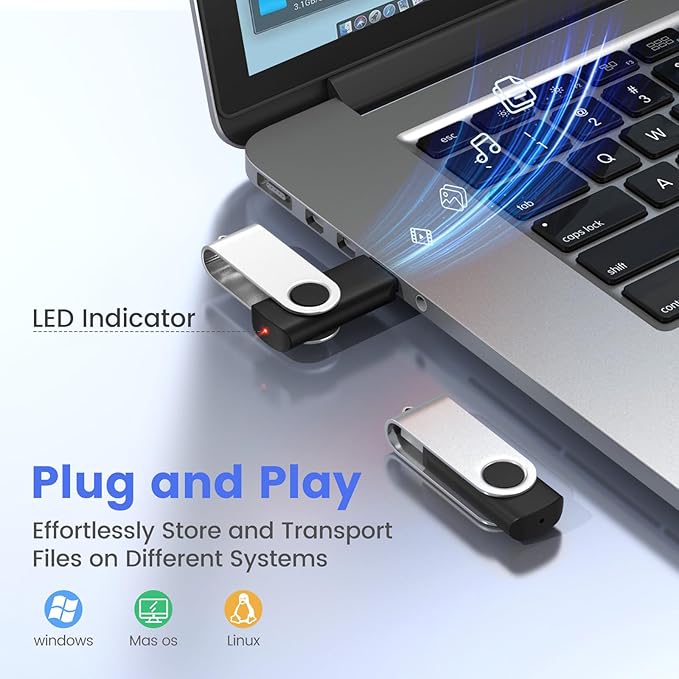 ABLAZE 1GB Flash Drives 500 Pack, USB 2.0 Thumb Drives Bulk Swivel Memory Stick Bulk USB 500 Pack Pendrives 1GB (Black)