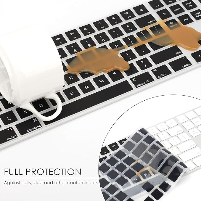 Allinside Black Cover for Apple iMac Magic Keyboard with Numeric Keypad MQ052LL/A A1843 US Layout