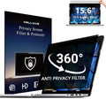 4-Way Laptop Privacy Screen Shield 15.6 Inch, Removable 16:9 Aspect 360° Privacy Filter Screen Protector for 15.6 Inch Laptop Computer, Anti Glare Blue Light Slide Mount Tabs Cover for Generic Laptop