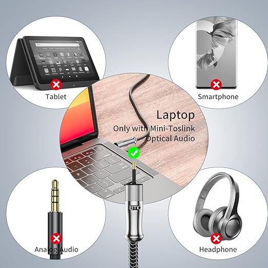 EMK 24K Gold-Plated Toslink to Mini Toslink Cable (30ft/10M) - Digital Optical Audio Cable with 3.5mm Mini Plug for Soundbar, Home Theater, TV - Silver SPDIF Fiber Optic Cable