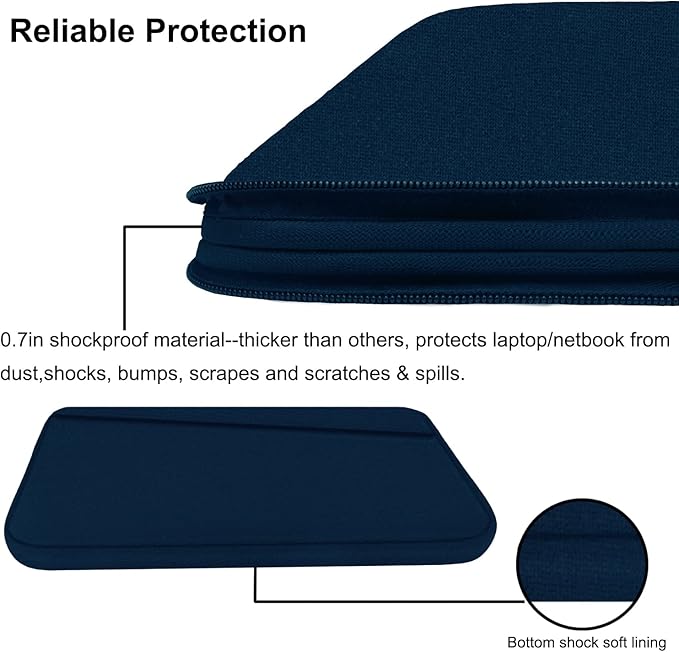 Laptop Sleeve Case, 15.6 inch, Durable Computer Carrying Bag Protective Case Briefcase Handbag with Front Pocket, Slim Laptop Cover for 15.6 Inch HP, Dell, Lenovo, Asus, Notebook, Blue
