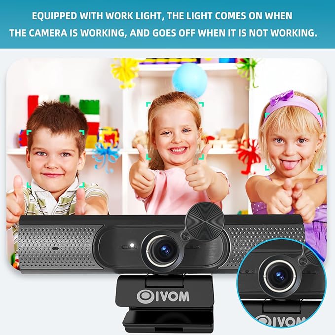 Webcam With Microphone and Speaker, 1080P Web Camera for Desktop Computer Laptop, USB With Physical Privacy Cover, Plug and Play, Streaming, Wide Angle 3 in 1