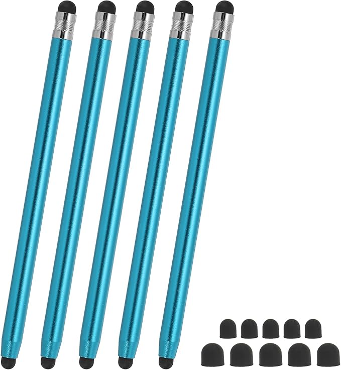 PATIKIL 5 Pcs Stylus Pens for Touch Screens, 2 in 1 High Sensitivity Universal Pen Capacitive Stylus for Phone Tablets Laptop Touch Screen Devices, Blue