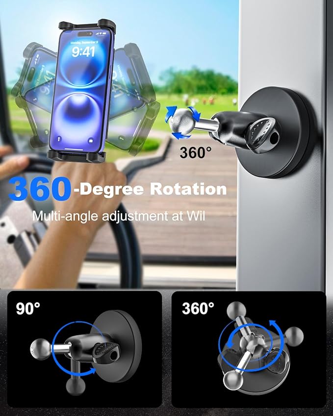 Metal iPad Magnetic Mount for Tractor/Golf Cart/Forklift/Vehicles/Gym/Fridge/Metal Surface, Magnetic Tablet Holder Mount Compatible with 4-13" iPad Pro, Air, Mini, Galaxy, Phone