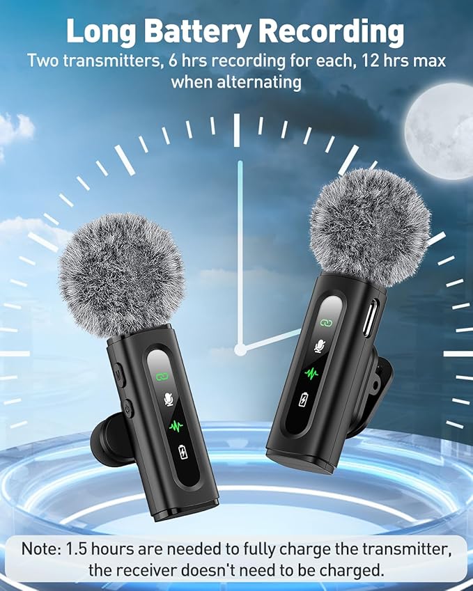 USB C Lavalier Microphone Wireless Mini Mic for Type-C Android Phone/Tablet/PC Video Recording Clip-on Mics with Rotatable Clip&Denoise Recording, Ideal for Vlog Tiktok Youtube Podcast Content Creator