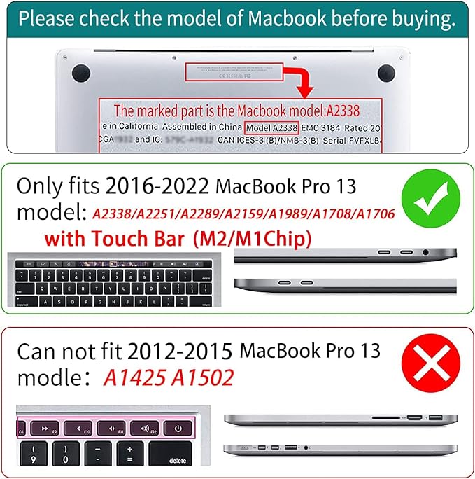 Teryeefi Compatible with M2 M1 MacBook Pro 13 Inch Case A2338 A2289 A2251 A2159 - Image 2