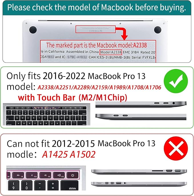 Teryeefi Compatible with M2 M1 MacBook Pro 13 Inch Case A2338 A2289 A2251 A2159 - Image 2