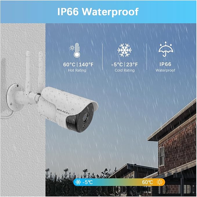 【130° Wide-Angle】 Outdoor Wireless Security Camera System, WiFi Video Surveillance Systems, Home Security Cameras DVR System