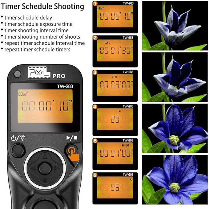 Pixel TW-283 E3 Wireless Shutter Release Cable Wired Remote Control Compatible Compatible for Canon XT XTi XS XSi T1i T2i T3 T3i T4i T5 T5i T6i SL1 EOS1300D 300D 60D 60Da 70D 80D