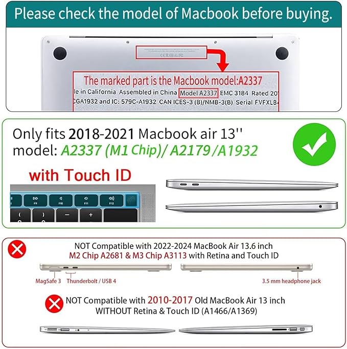 CISSOOK Compatible with MacBook Air 13 inch Case M1 2021 2020-2018 Release - Image 2