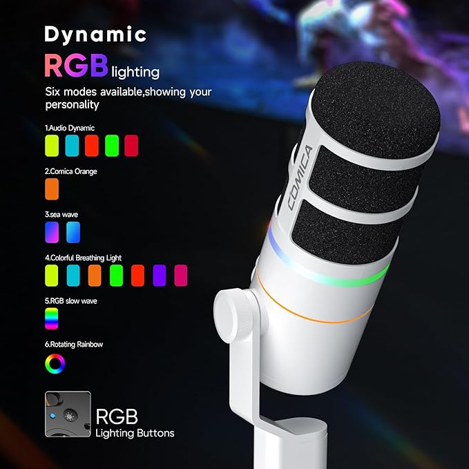 EJoy D10 PRO Wireless USB Gaming Microphone – RGB Dynamic Mic - Image 4