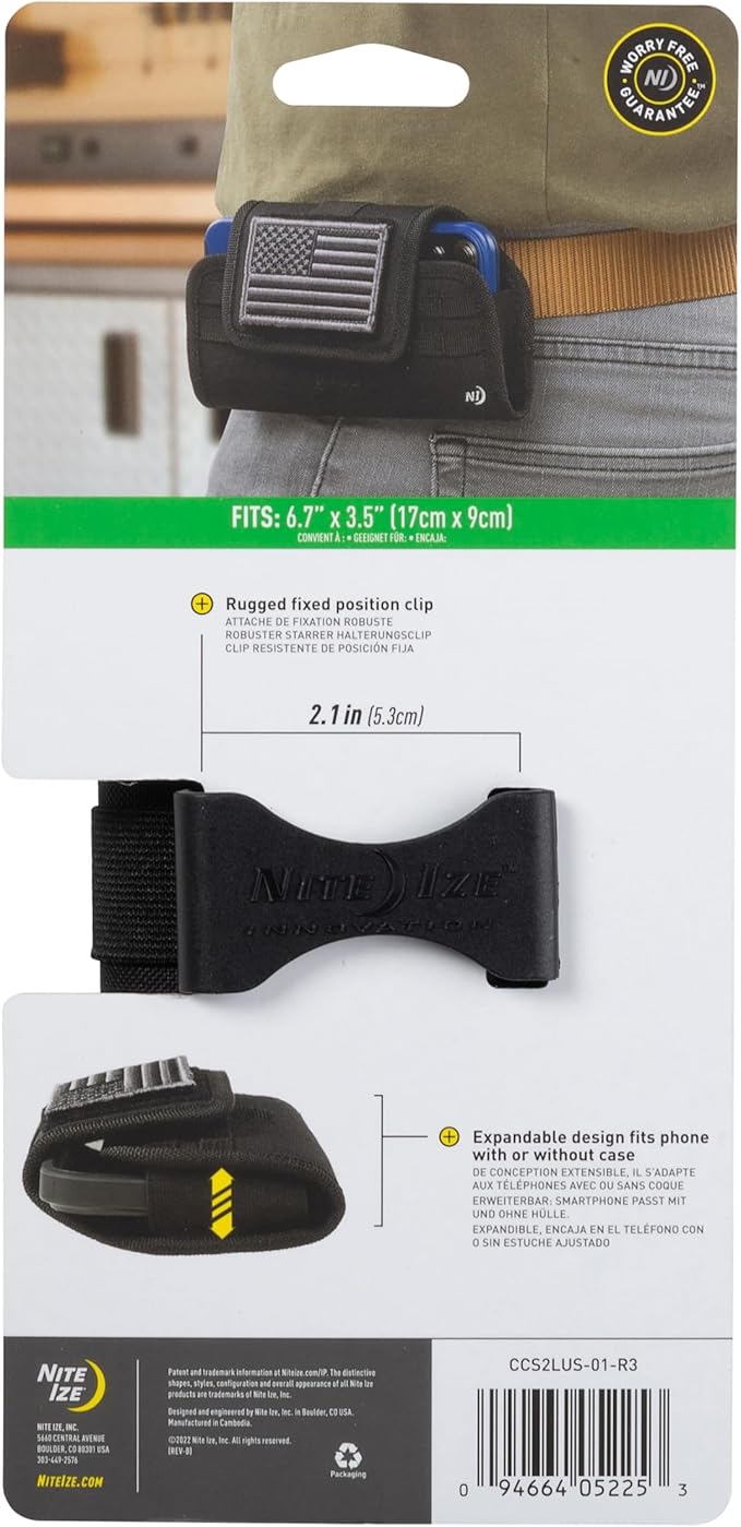 Clip Case Horizontal Universal Phone Holster - XXL - USA Patch