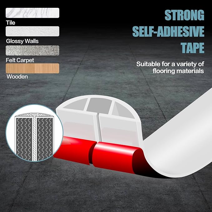 Floor Cord Cover Self Adhesive Cord Hider,10FT Cable Management, Extension Strip Protector for Wires, Prevent Cable Trips for Offices, Gyms, Exhibitions Cavity:0.51"(W) x 0.3"(H) White