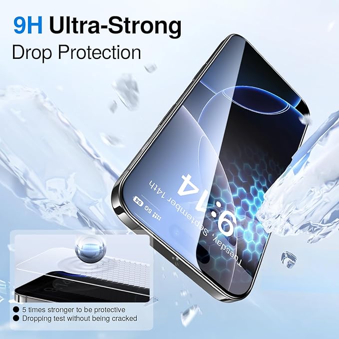 SMARTDEVIL 3 Pack Screen Protector for iPhone 16 Pro, Bubble-and-Dust-Free Box, HD Tempered Glass, Military Grade Shatterproof & Ultra Durable, Easy Installation