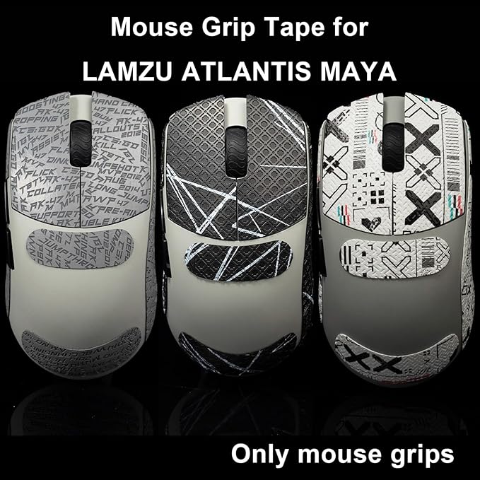 Grip Tape for Lamzu Atlantis Maya - Anti-Slip,Enhanced Control, Sweat Resistance,Improves FPS Gaming Grip & Mouse Protection [Pre-Cut] M4A4 0.4mm