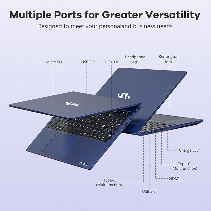 NIMO 15.6" IPS FHD-Gaming-Laptop, AMD Ryzen 5 6600H 6-Cores 660M GPU 32GB DDR5 RAM 2TB SSD(Beat i7-1165G7, Up to 4.5GHz) Computer with 100W GaN Type C Fingerprint Backlit Keyboard Win 11