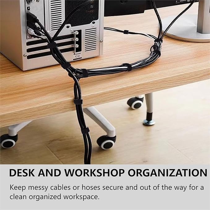 27 Yards x 1Inch Reusable Cable Ties - BSELEYY Adjustable Cord Straps Cable Management Tape Cord Organization Straps Hook Loop Tape Cord Wrap for Home,Office, Wire Bundling
