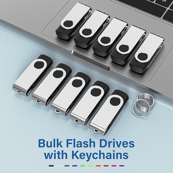 USB Flash Drives 8GB 10 Pack, Wooolken USB 2.0 Thumb Drives with Keychains Memory Stick USB Drive Pendrive for PC Laptop Computer (Black)