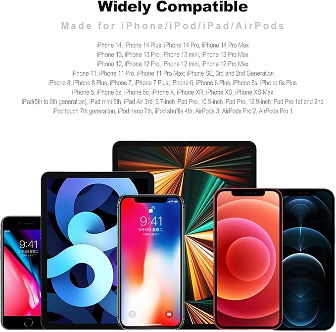 UYOUNG 3 FT iPhone Charging Cable MFi Certified 3 Pack 3 Foot Lightning Cable Fast USB Nylon Braided Charger Cord Compatible with iPhone 14/13/12/11/X/XS/XR/XS Max/8/7/6/5S/SE/iPad