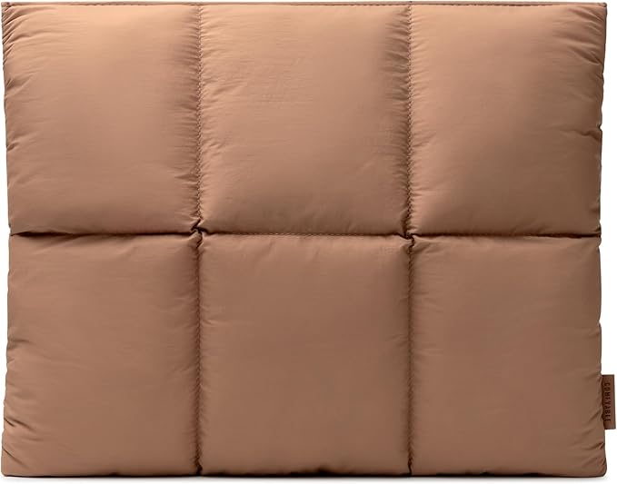 Comfyable Puffy Laptop Sleeve 13 Inch 14 Inch, Quilted Puffer Laptop Carrying Case, Pillow Case Compatible with MacBook Air M4 2025 M3 M2 M1, MacBook Pro M4 Pro/Max, Brown