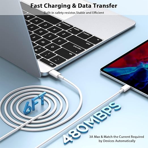iPhone Charger Fast Charging, 40W Dual USB C Wall Charger Apple MFi Certified Dual USB-C Port Power Adapter with 2Pack 6FT USB-C to Lightning Cable for iPhone 14 Plus/13/12/11/XS/XR/X/iPad Wall Block