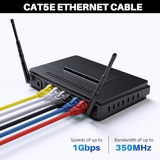 Cat5e Ethernet Cable 125 FT, Cat 5e Internet Cable, Red Snagless Patch Cord, Flexible, Network, LAN, PoE, Standard RJ45 Connector for PC, Server, Router, Modem, TV, PS5 - with 15 Cable Ties