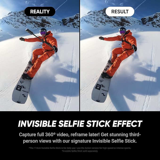Insta360 X5 Essentials Bundle - Waterproof 8K 360° Action Camera, Leading Low Light, Invisible Selfie Stick Effect, Rugged and Replaceable Lens, 3-Hour Battery, Built-in Wind Guard, Stabilization