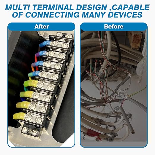 GLOSO Marine Terminal Blocks TBD Double Row Stainless 10-22 AWG Cu, 30A/600V- 1 Pack, 2 Poles