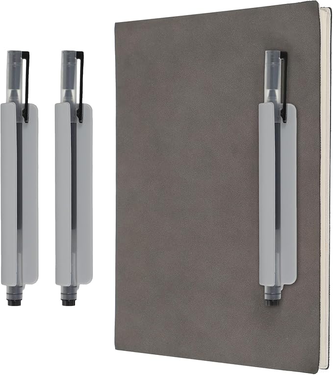 PATIKIL 2 Pcs Adhesive Pencil Holders, 105mm Long Universal Pencil Clip Silicone Pen Holder Office Pen Organizer for Desk Wall Clipboard Notebook Tablet Case Stylus, Grey