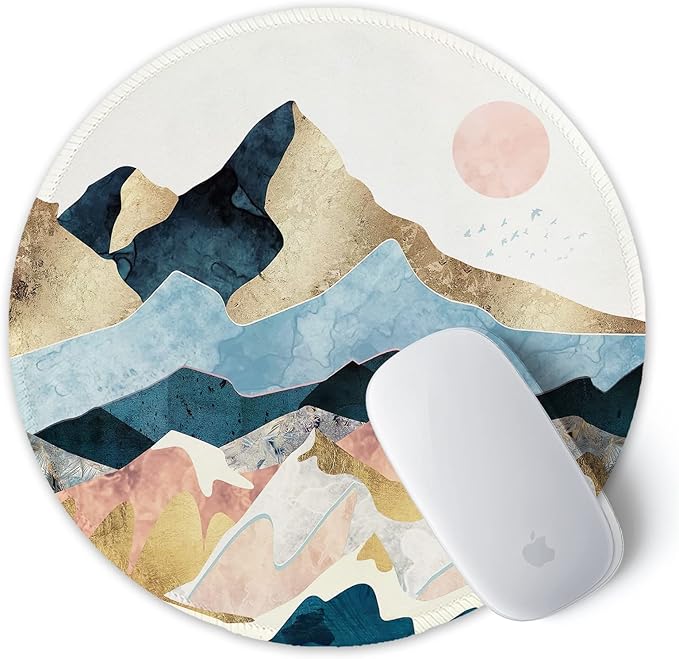 ITNRSIIET Round Mouse Pad with Stitched Edge Premium-Textured Waterproof Non-Slip Rubber Base Desktop Protection Mat Diameter 8.7 inches, Sunrise