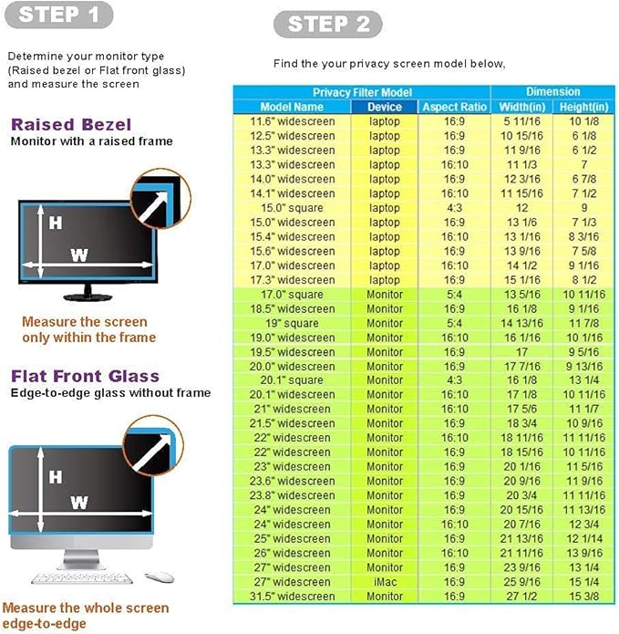 22 Inch - 16:9 Aspect Ratio - Computer Privacy Screen Filter for Widescreen Monitor - Anti-Glare - Anti-Scratch Protector Film - Protects Your Eyes from Harmful Glare and Blue Light