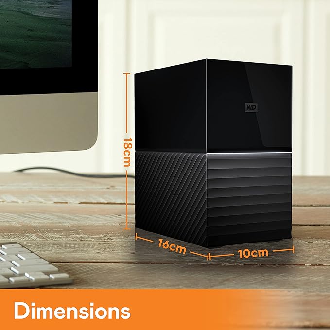 WD 44TB My Book Duo Desktop RAID External Hard Drive HDD, USB 3.1, With Password Protection and Auto Backup Software - WDBFBE0440JBK-NESN