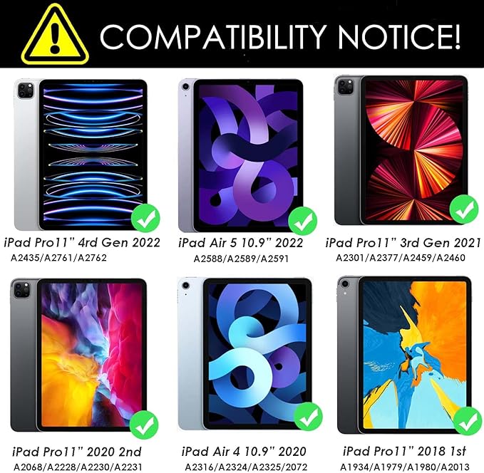 iPad Air 5th Keyboard Case for iPad Air 11 inch (M2) 2024/4th/3rd/2nd/1st Gen -iPad10.9 Air 5 /Air 4 Gen-7 Color Backlight,Touchpad Detachable Slim Cover with Pencil Holder (10.9"/11",Black)