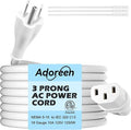 Adoreen 6 Ft Computer TV Replacement Power Cord White, 18AWG 3-Prong AC Universal Power Supply Cable NEMA 5-15P to IEC 320 C13 for Printer, PC, Monitor TV LCD, ETL+Ties