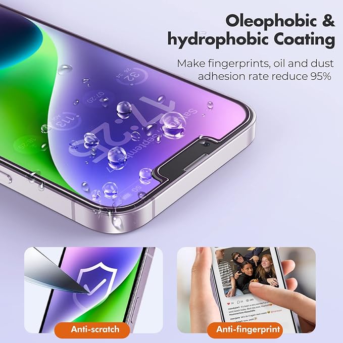 UNBREAKcable 3-Pack Screen Protector for iPhone 14, Double Shatterproof Tempered Glass [Easy Installation Frame] [9H Hardness] [99.99% HD Clear] [Case Friendly] for iPhone 6.1 inch
