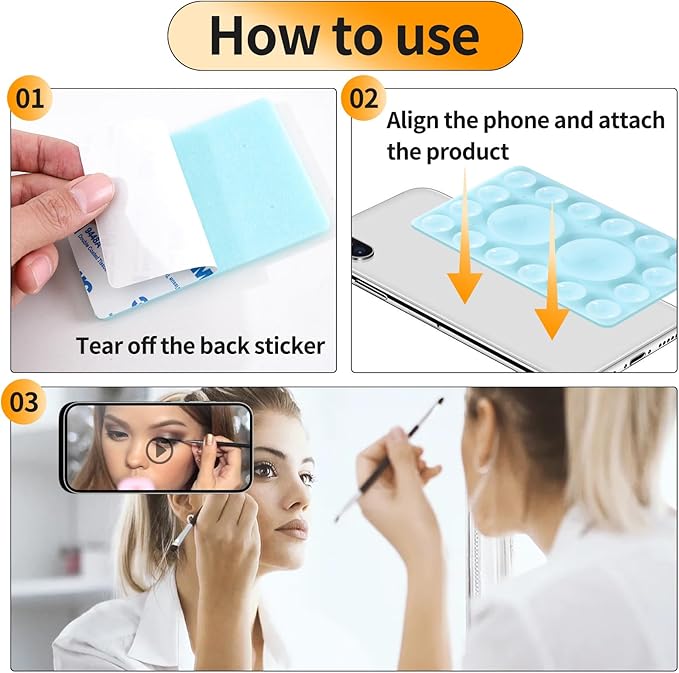 ZYCCER Double Sided Silicone Suction Phone Holder Mount,Compatible with iPhone and Android Cases Hands-Free Mirror Shower Phone Mount Strong Grip Holder (Light Blue, Single Sided 1PCS)