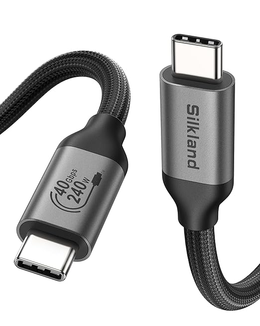 Silkland USB 4 Cable for Thunderbolt 4 Cable 3.3FT, 40Gbps Data Sync, 8K/5K USB C Monitor [USB-IF Certified] Netbraid-48 240W USB C Thunderbolt, Compatible for SSD, MacBook, iPad,Docking